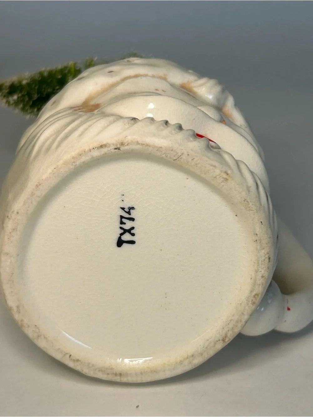 Vintage Retro Winking Christmas Santa Mug Bottle Brush Kitsch Whimsy Holiday 70s